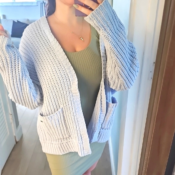 Hollister Sweaters - Hollister Oversized Cozy Knit Cardigan Sweater - Light Blue